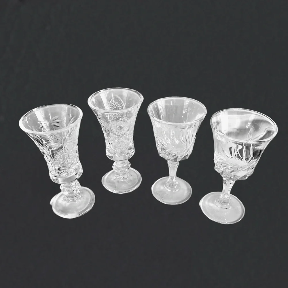 Apéritif 4pc set in glass and cut crystal or shot glasses vintage